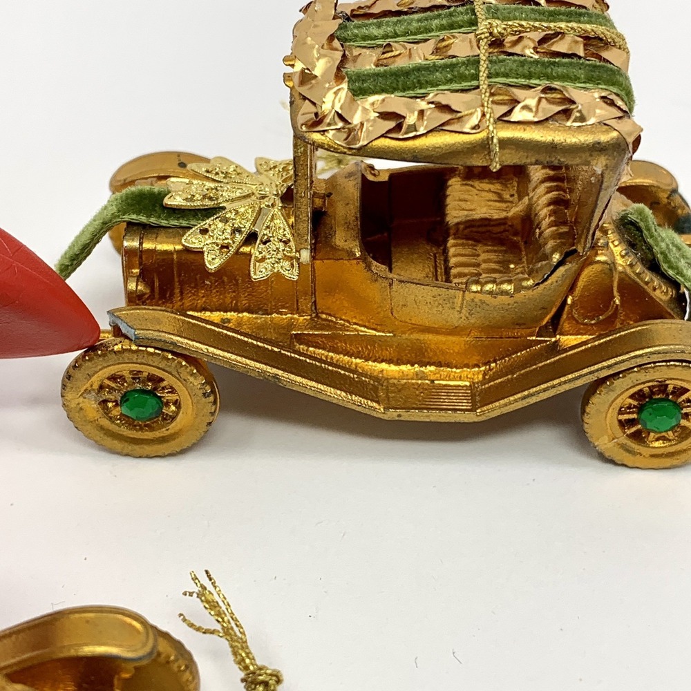 Lot 4 Vintage Koestel Maxwell & Renault Golden Jeweled Car Ornaments W Germany - Picture 5 of 13